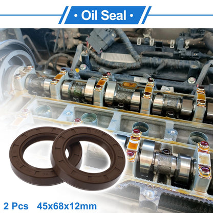 Oil Seal 45x68x12mm Brown 2 x Seal Ring Rotary Shaft Seal FKM Rubber