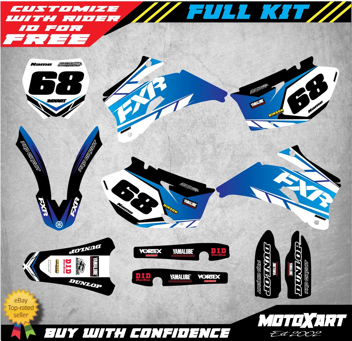 Custom Graphics Full Kit for Yamaha YZF 250 (2006-2009) OUTLAW STYLE Stickers
