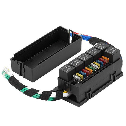 11-Way Relay Fuse Box with 6 Relays & 11 Fuses for Car - 12V 40A