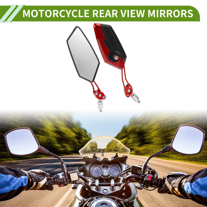 Rear View Mirror Polygonal Shape Black Red Aluminum Alloy for Motorcycle