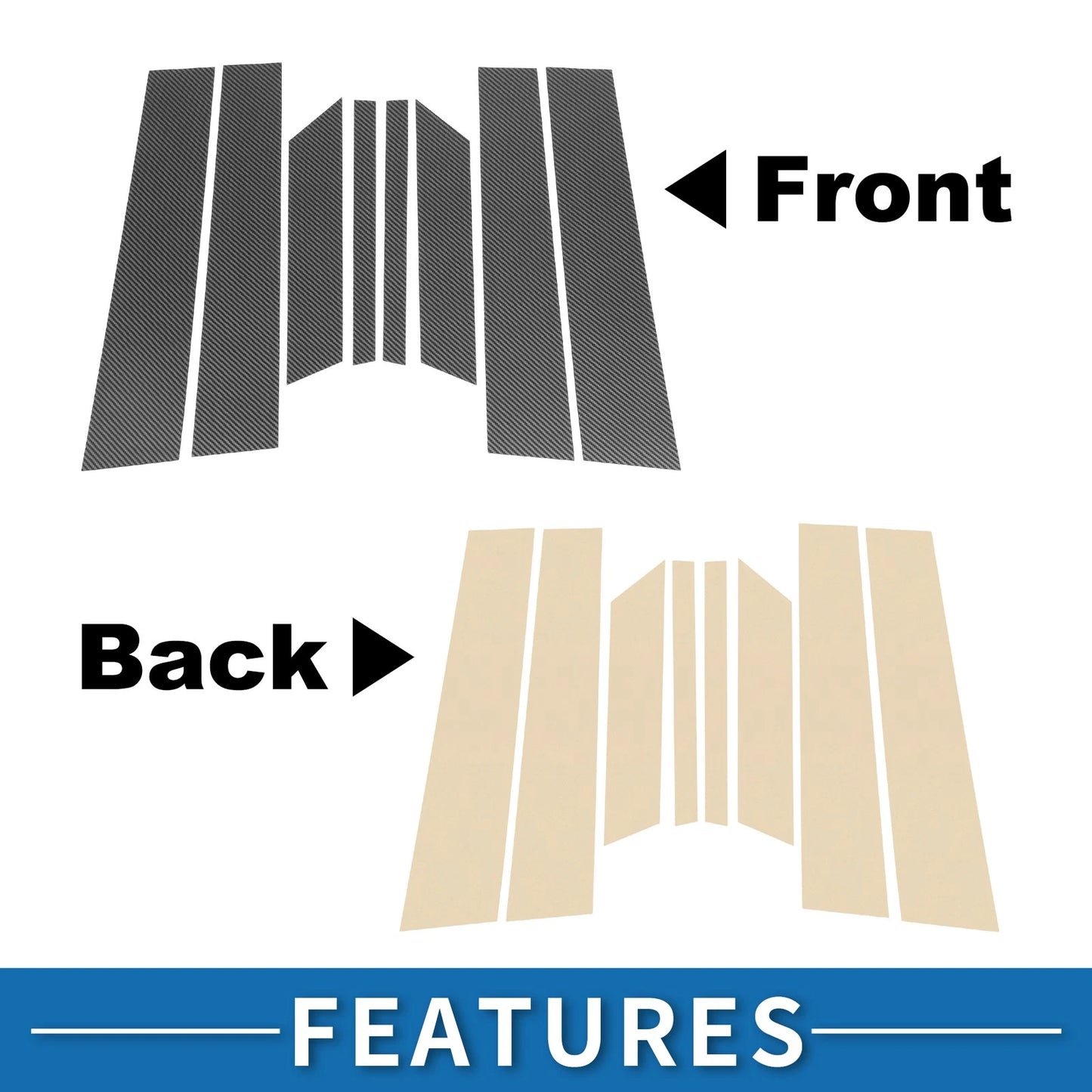 8pcs Door Pillar Window Trim for Ford Territory (2004-2016)