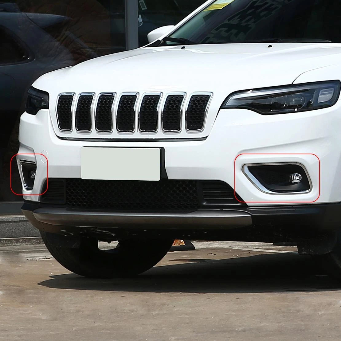 L & R Front Fog Light Trim Covers for Jeep Cherokee (2019-2020)