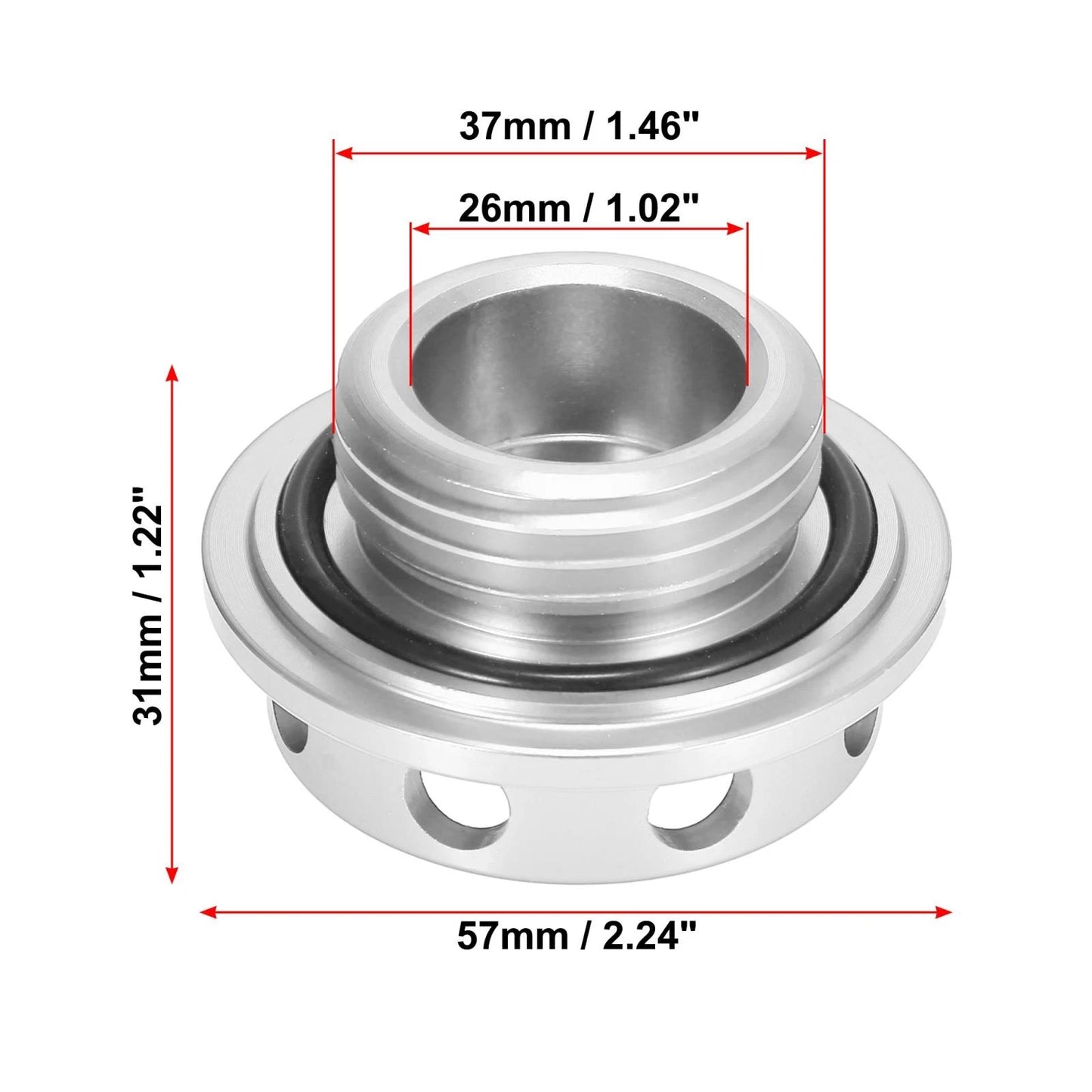 Silver Tone Gas Oil Filler Plug Cover for Subaru Ascent (2019-2021)