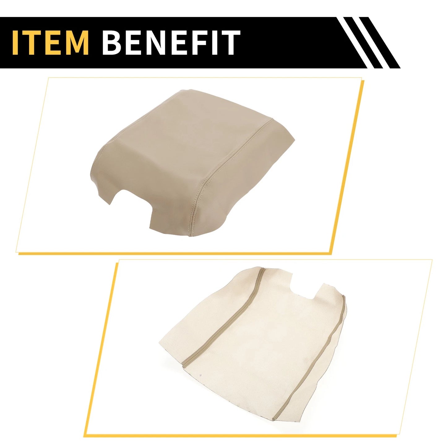 Console Lid Armrest Cover for Ford F-150 2015-2020 Microfiber Leather Beige