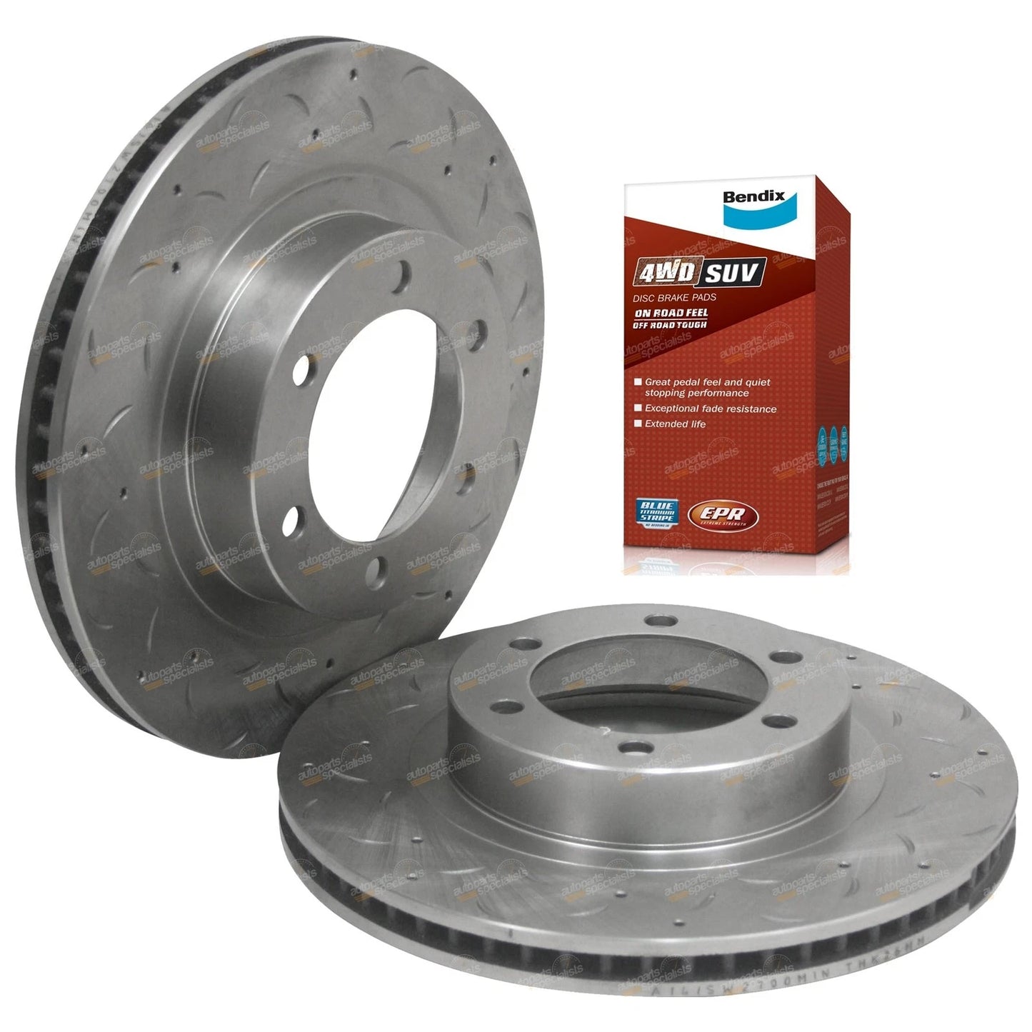 2 x Front Slotted Disc Rotor+Brake Pads for Prado GRJ KDJ KZJ120 RZJ120