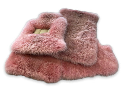 Pink Genuine Sheepskin Floor Mats for Rolls Royce Dawn (2016-2019)