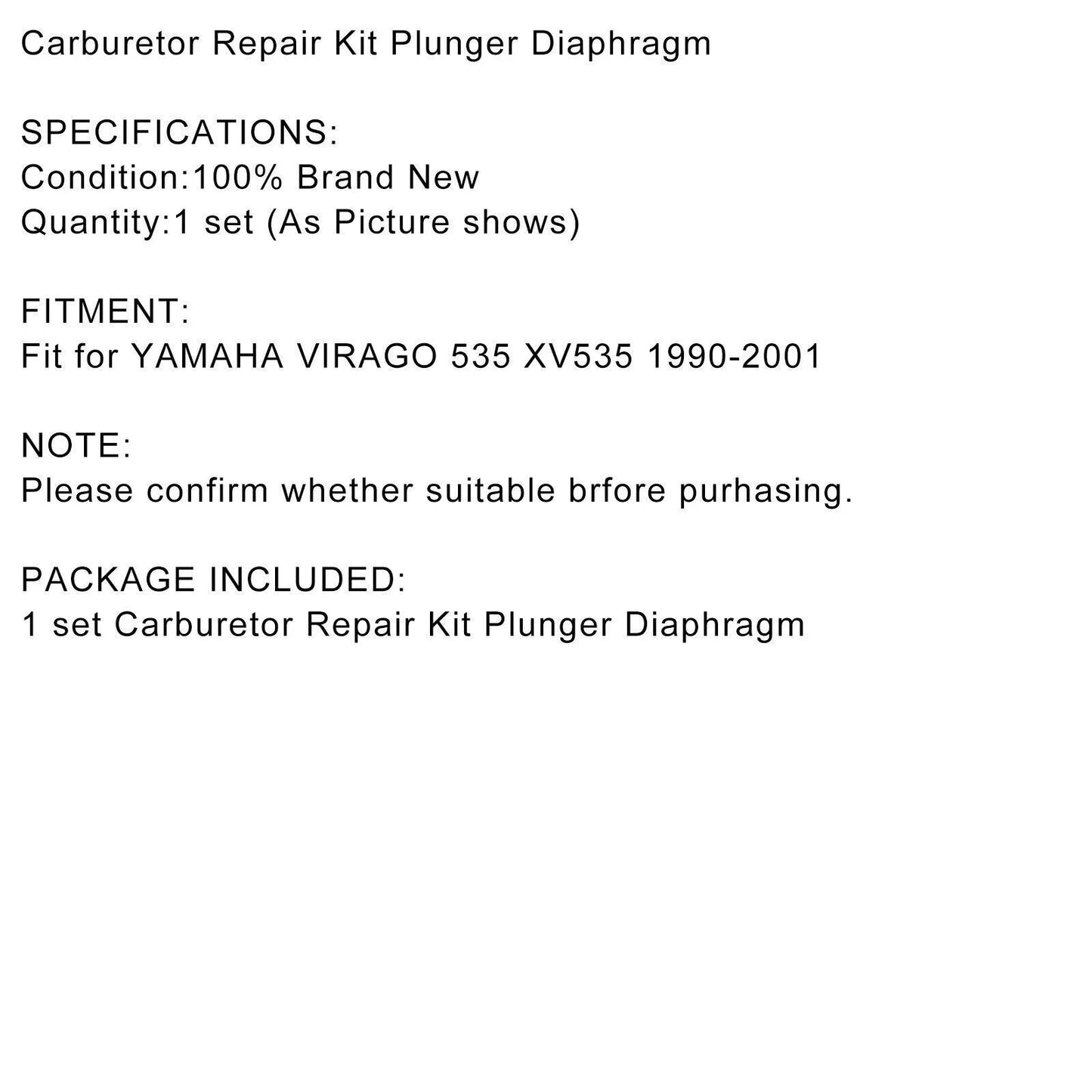 2 x Carburetor Repair Kit for Yamaha Virago 535 XV535 (1990-2001)