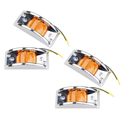 4x Amber LED Fender Clearance Lights for Truck Trailer Side Marker