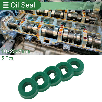 Oil Seal 10x20x7mm Rotary Shaft Seal TPU Green 5 Pcs