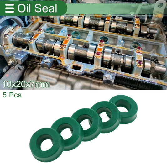 Oil Seal 10x20x7mm Rotary Shaft Seal TPU Green 5 Pcs