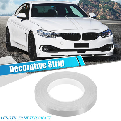 0.6" Width 164ft Decorative Strips Waterproof Silver Tone for Car Motorcycle