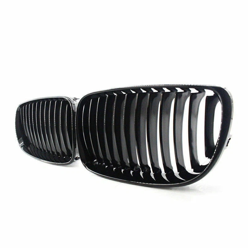 2 x Front Kidney Grilles Glossy Black for BMW 1 Series E81 E82 E87 E88 (2007-2013)