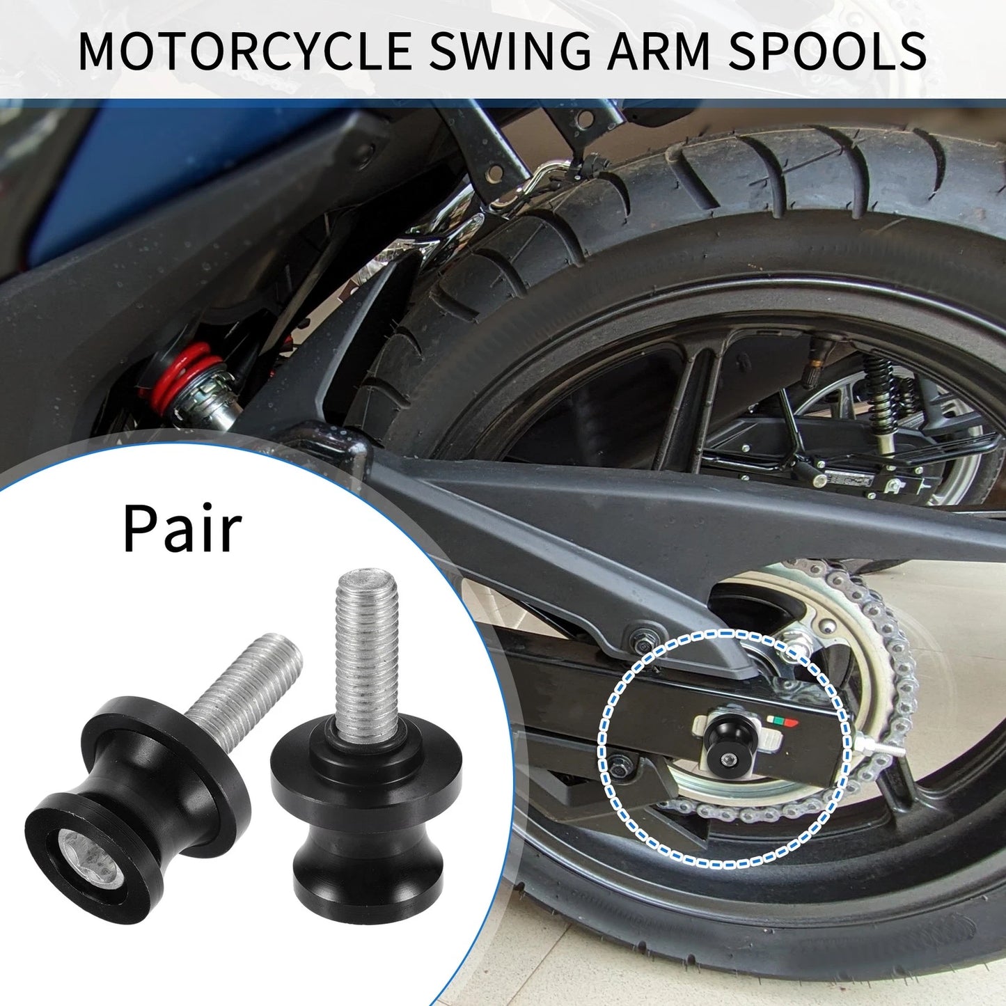 2 x Motorbike Swingarm Spools 10mm CNC Swing Arm Sliders Stand Black for Make Model