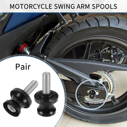 2 x Motorbike Swingarm Spools 10mm CNC Swing Arm Sliders Stand Black for Make Model