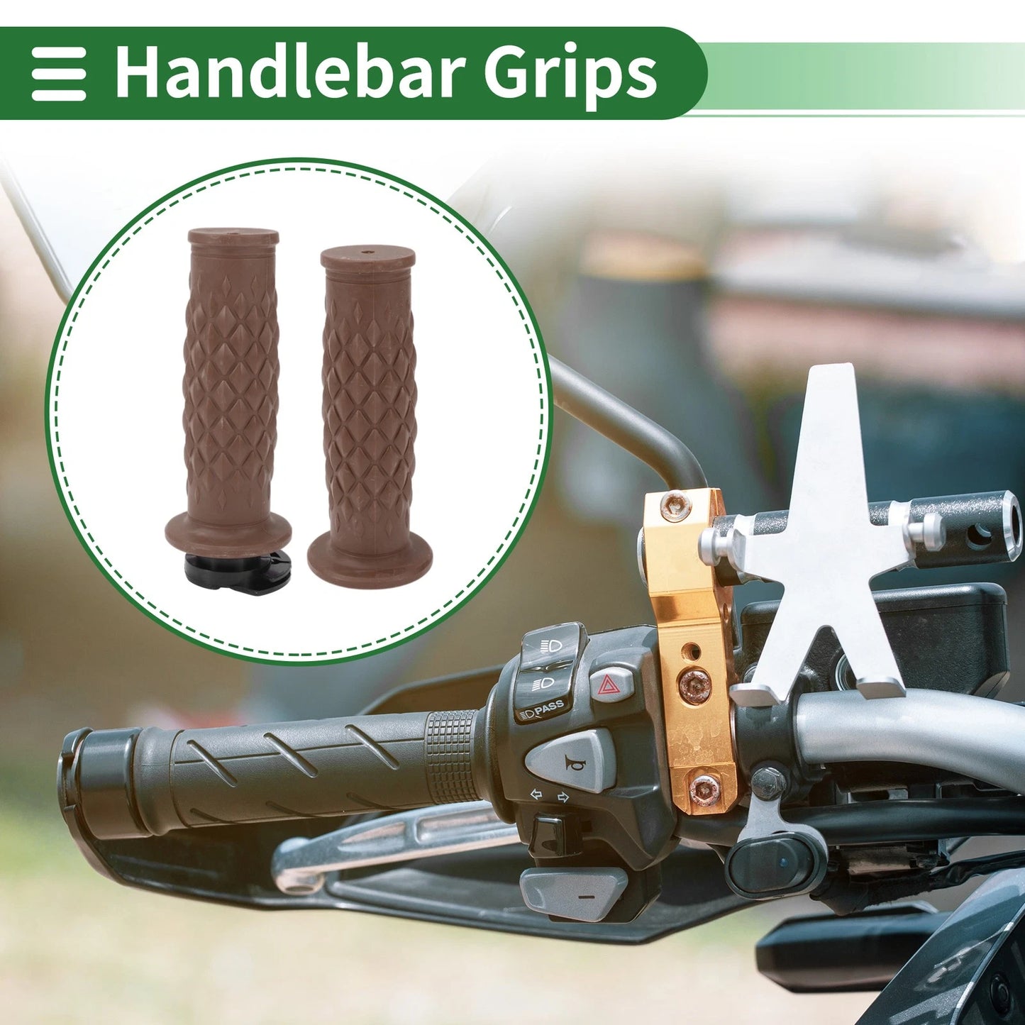 7/8" 22mm Hand Grips TPU Light Brown for Motorcycle