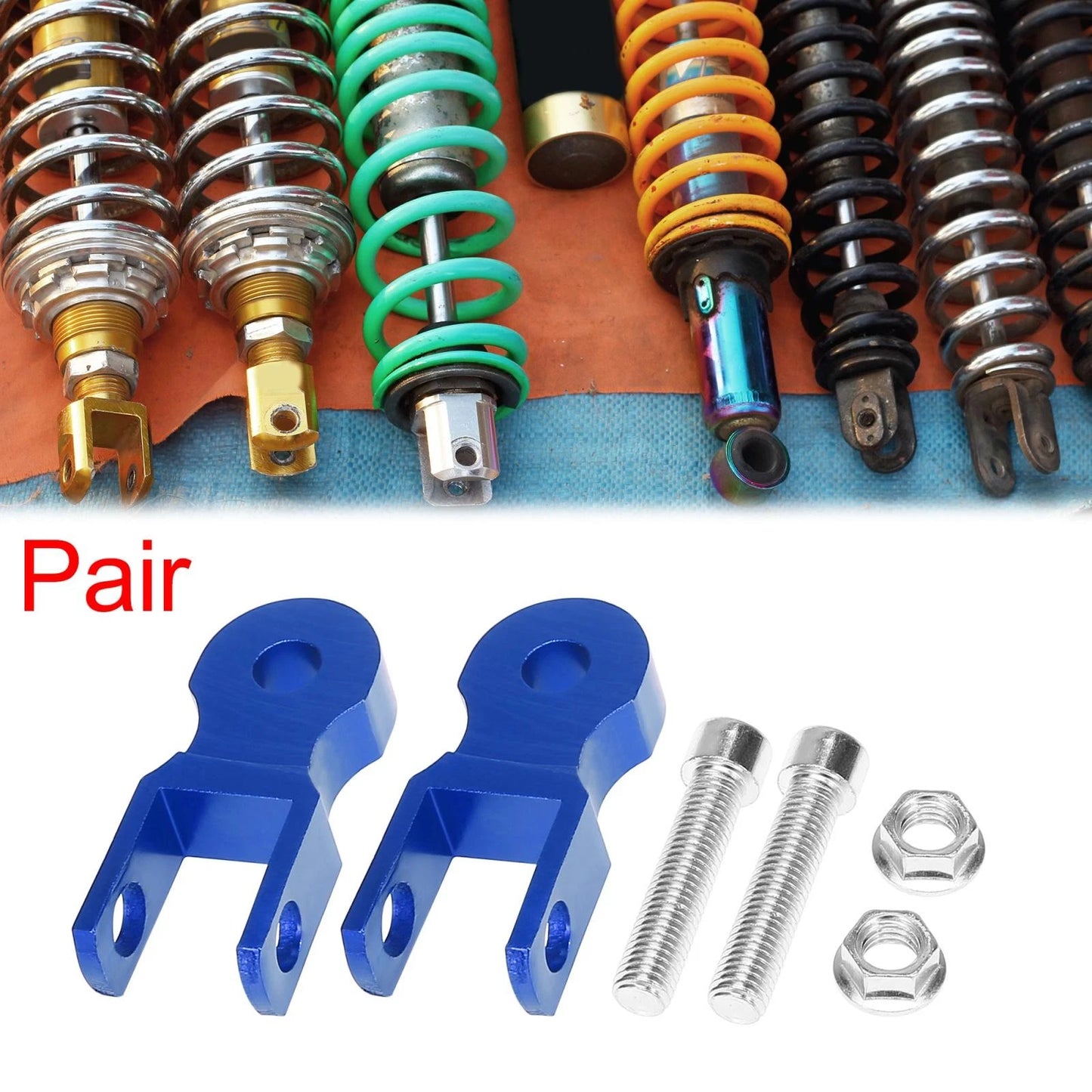 2 x Pair 5cm Universal Rear Shock Absorber Riser Blue for Motorcycle