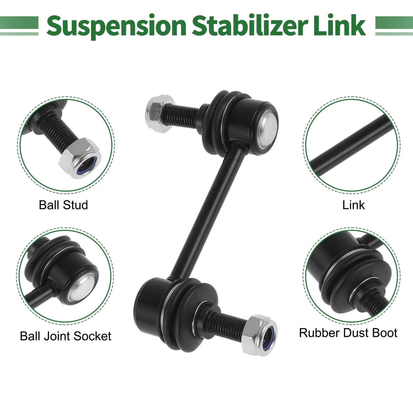 6 Pcs Front Suspension Kit Tie Rod Ends Sway Bar Links for Ford Edge (2007-2014)