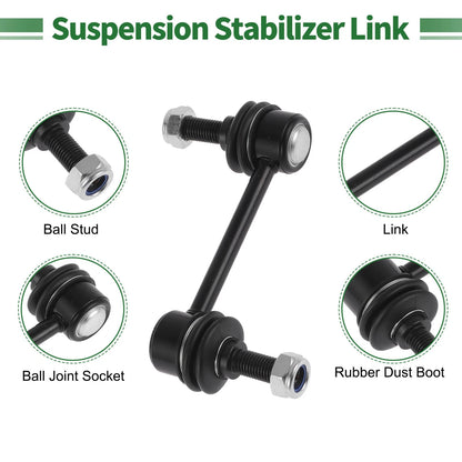 6 Pcs Front Suspension Kit Tie Rod Ends Sway Bar Links for Ford Edge (2007-2014)