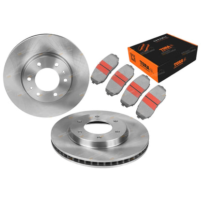 Front Disc Brake Rotors + Pads for Mitsubishi Pajero Sport QE (2015 - 2017)
