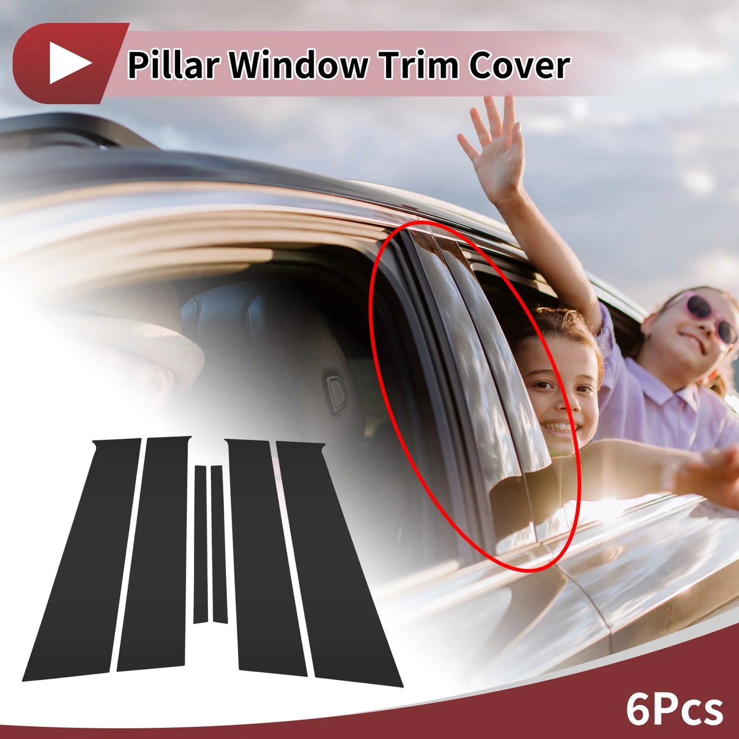 Door Pillar Window Trim for Nissan Almera/Sunny/Versa (2020-2023) Black