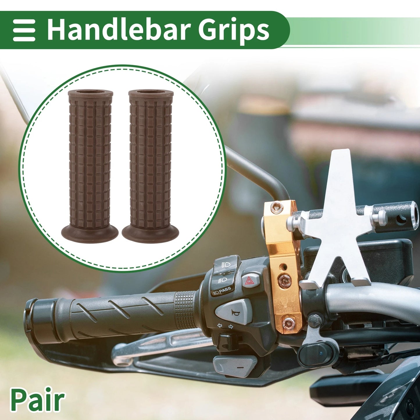 25mm Hand Grips for Motorcycle Handle Bar Throttle Grips TPU Dark Brown