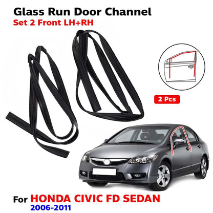 Glass Run Door Channel Front LH+RH Set 2 Fits Honda Civic FD 4D Sedan 2006-11
