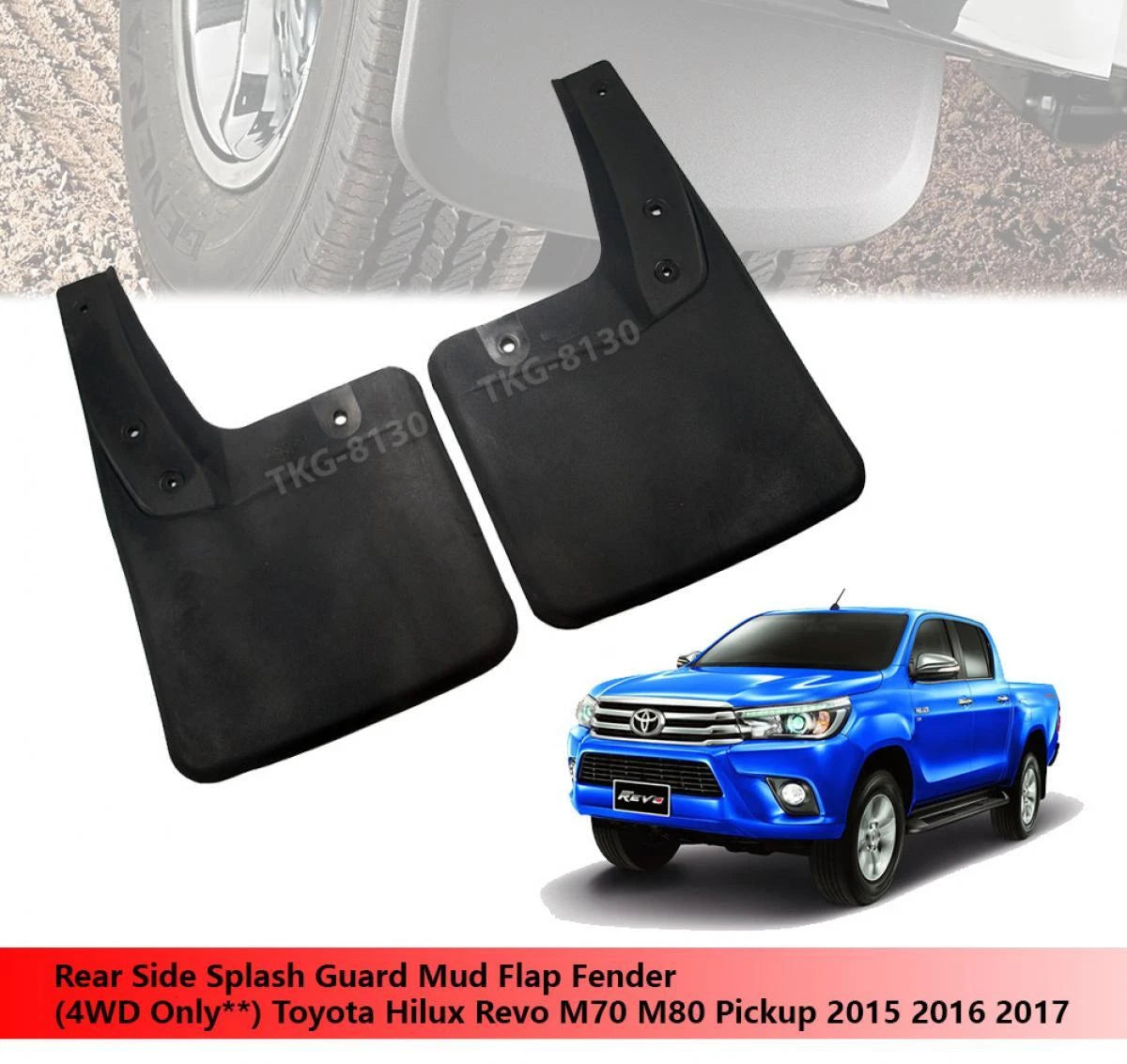 Rear Splash Guard Mud Flap for Toyota Hilux Revo M70 M80 (2015-2017)
