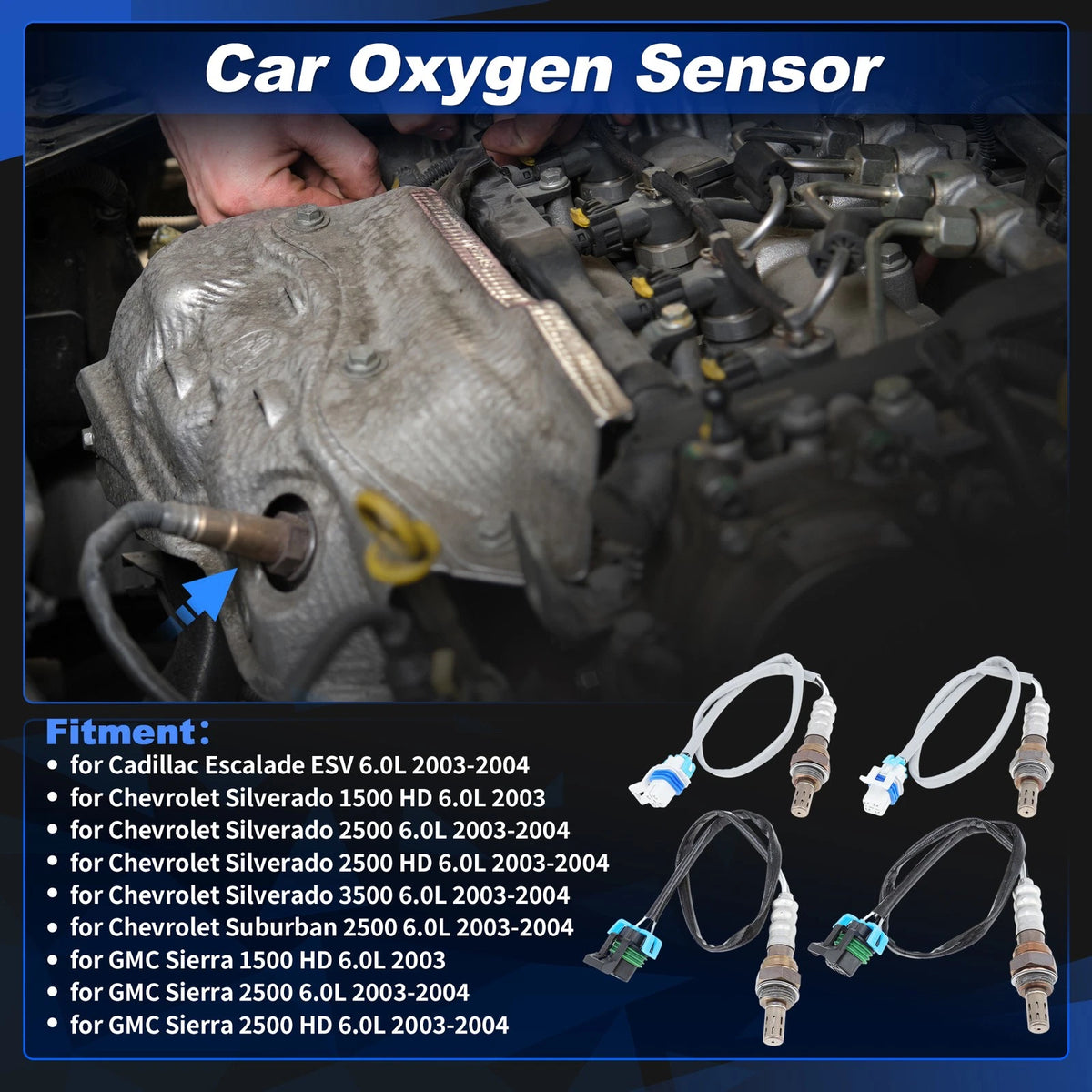 Upstream & Downstream Oxygen Sensor 4 x for Chevy Silverado 6.0L (2003 - 2004)