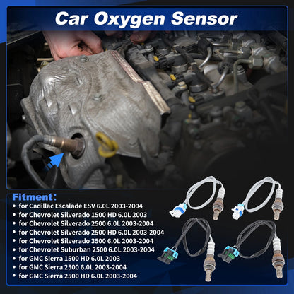 Upstream & Downstream Oxygen Sensor 4 x for Chevy Silverado 6.0L (2003 - 2004)