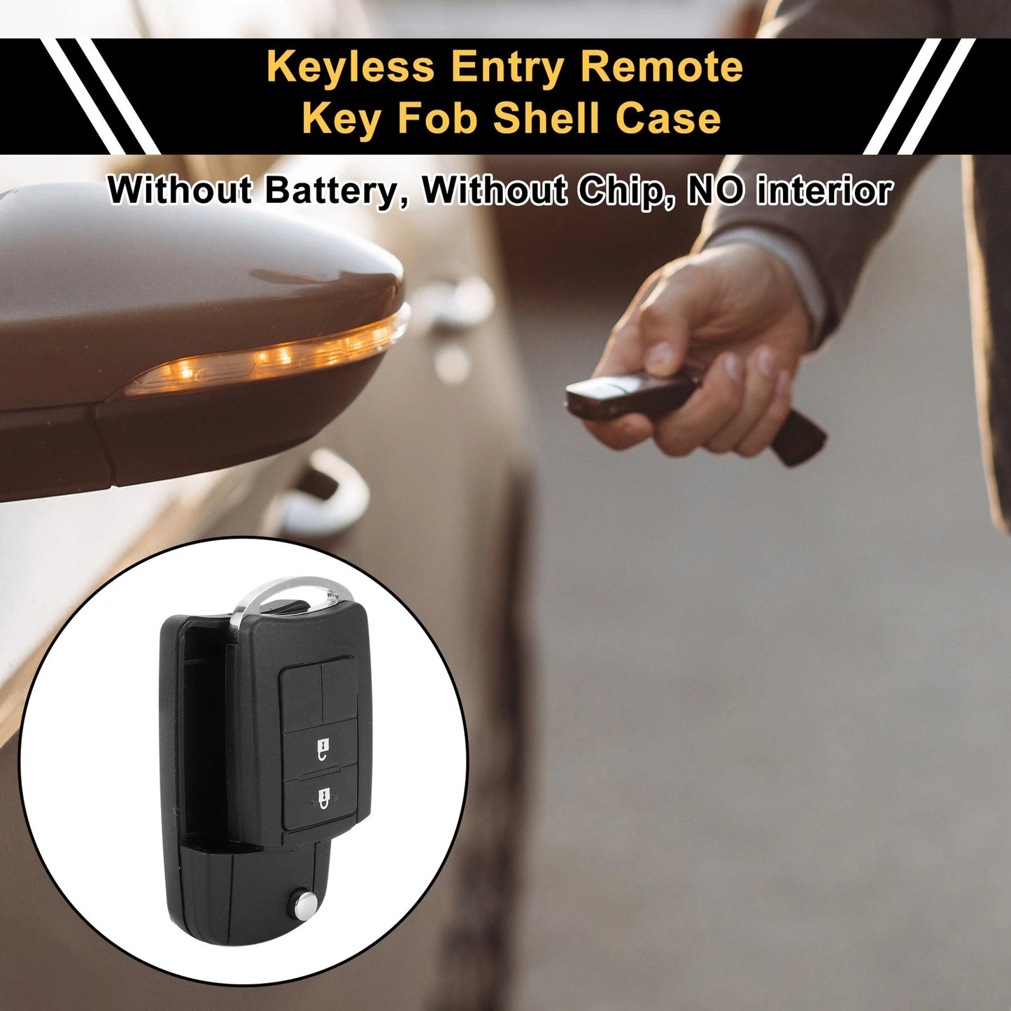 Button Key Fob Shell Case for Toyota RAV4 (2013-2015) Black