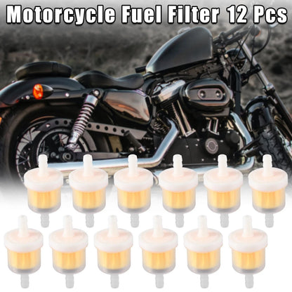 12pcs White Yellow Fuel Filters Engine with Magnet for Motorcycle ATV