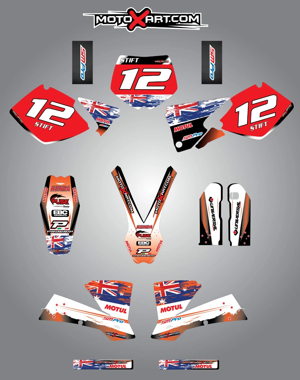 AUSSIE PRIDE Custom Graphic Kit for KTM 125 SX (2001-2002)