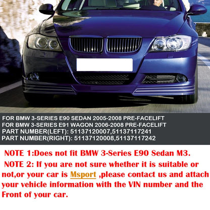 Gloss Black Front Kidney Grille for 2005-2008 BMW 3 Series E90 E91 (2005-2008)