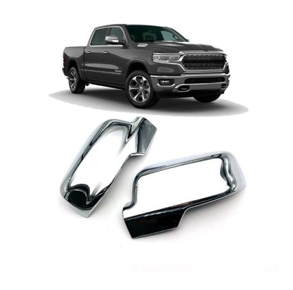 2 x Chrome Rearview Mirror Side Covers for Dodge Ram 1500 (2019-2024)