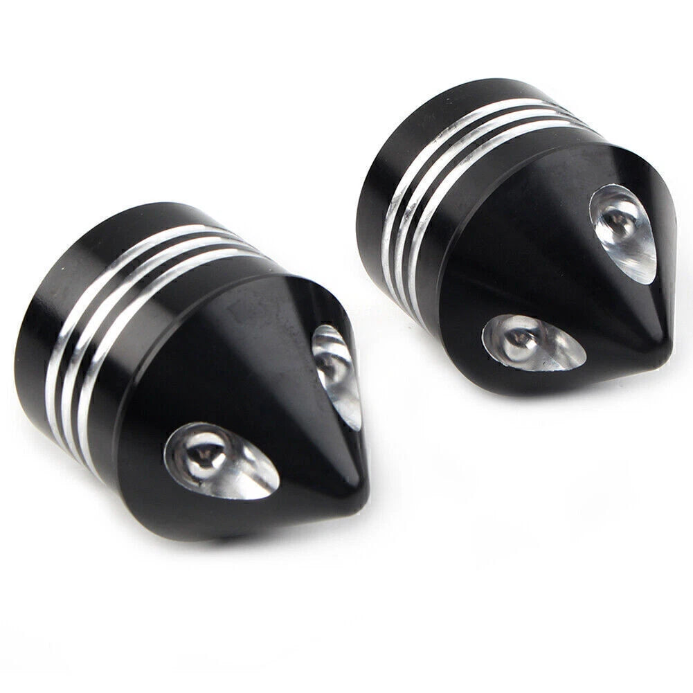 2 x Black Thick Front Axle Nut Covers for Harley Electra Glide Sportster (2000-2023)