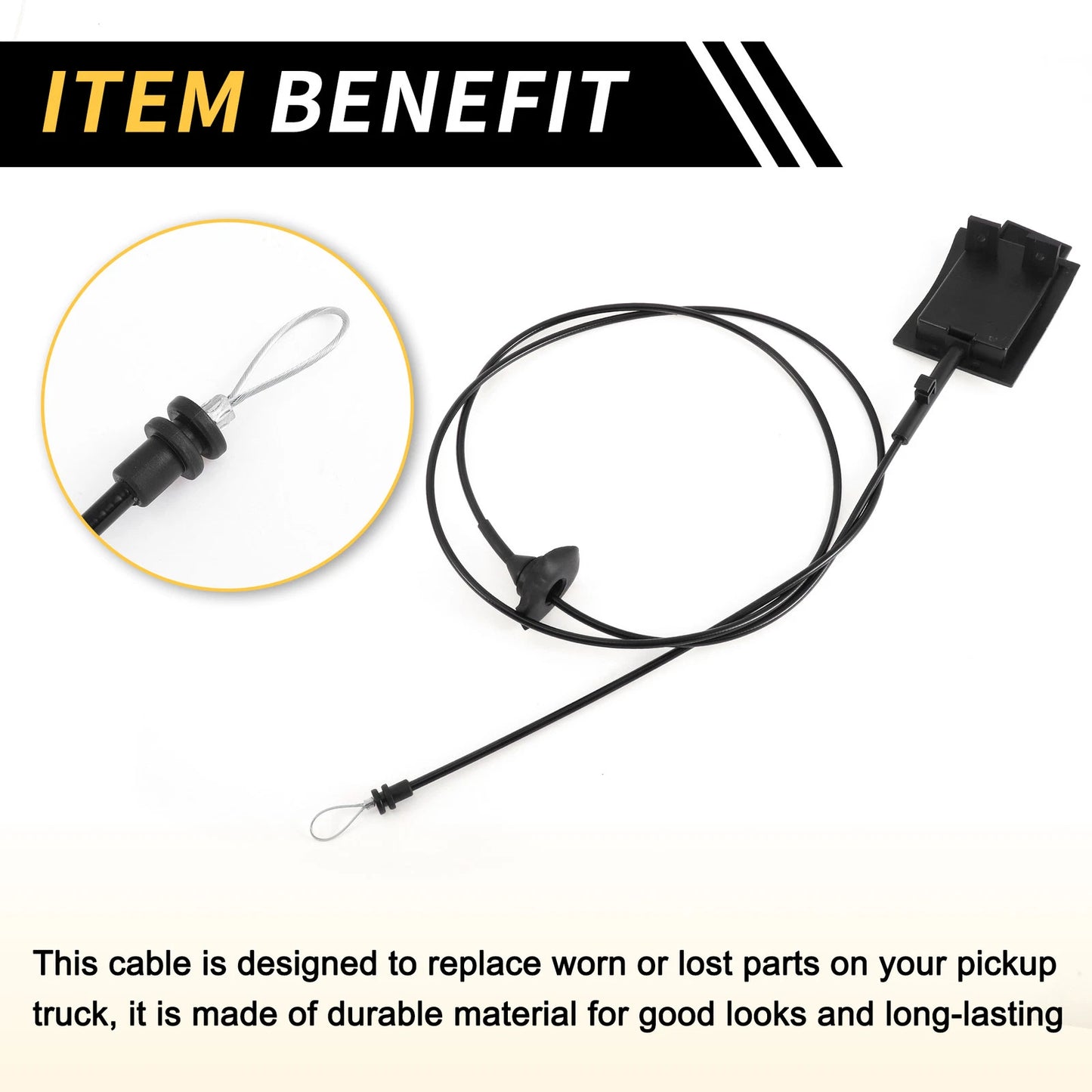 Hood Latch Release Cable for Ford F-150 F-250 F-350 Bronco (1987-1991)