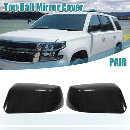 Gloss Black Top Half Mirror Cover Overlay for Chevy Suburban Tahoe GMC
