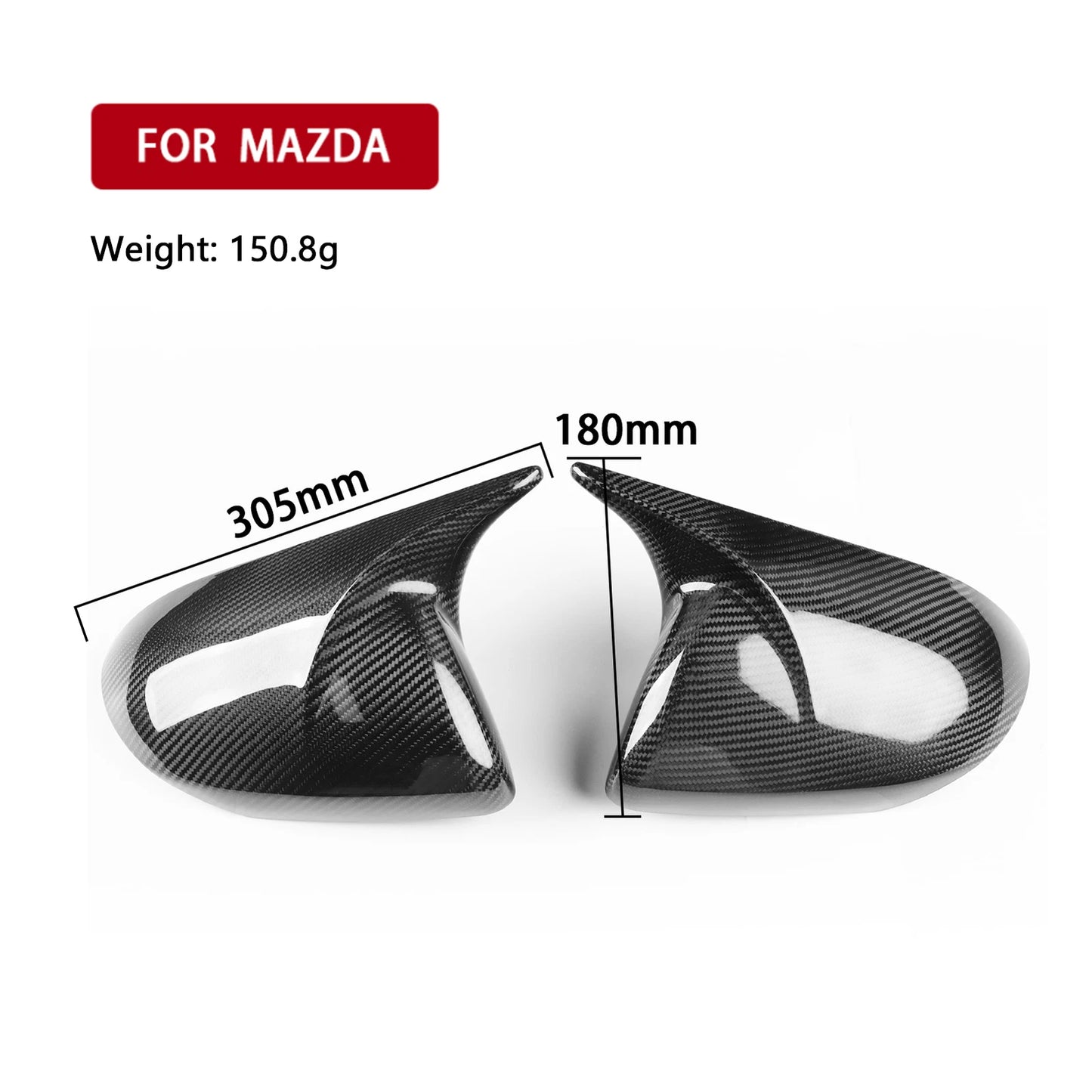 2 x Carbon Fiber Rearview Mirror Covers for Mazda 3 Axela (2010-2013)
