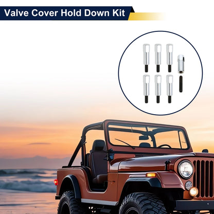Valve Cover Hold Down Kit 7 x Pcs for Jeep CJ5 (1965-1983) Silver Tone Metal