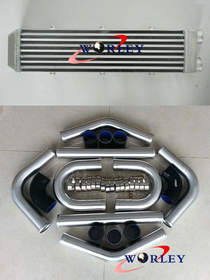 2" Full Aluminum Turbo Intercooler 550x140x80mm + Black Piping