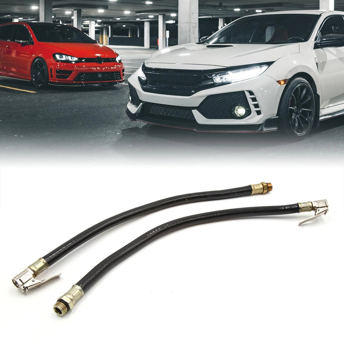 2Pcs Rubber Air Hose Clip-On Chuck Tire Inflator for Car Motorcycle