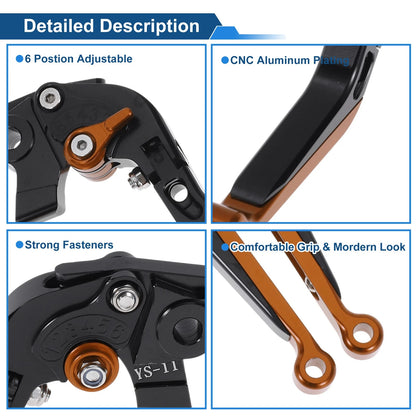 Adjustable Brake Clutch Levers for Honda X11 (1999-2002) Black Orange