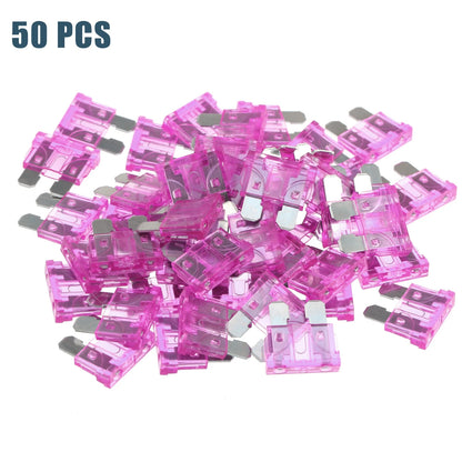 50pcs Mini Blade Fuses 3A for Car Boat Truck SUV Motorcycle Purple