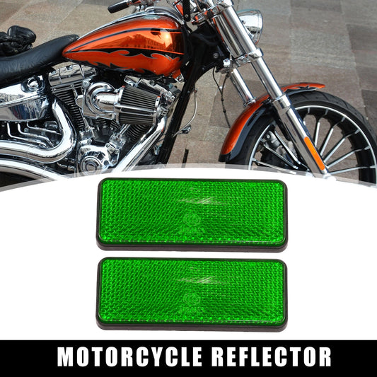 2 x 87mm Green Rectangular Reflective Warning Reflector for Motorcycle