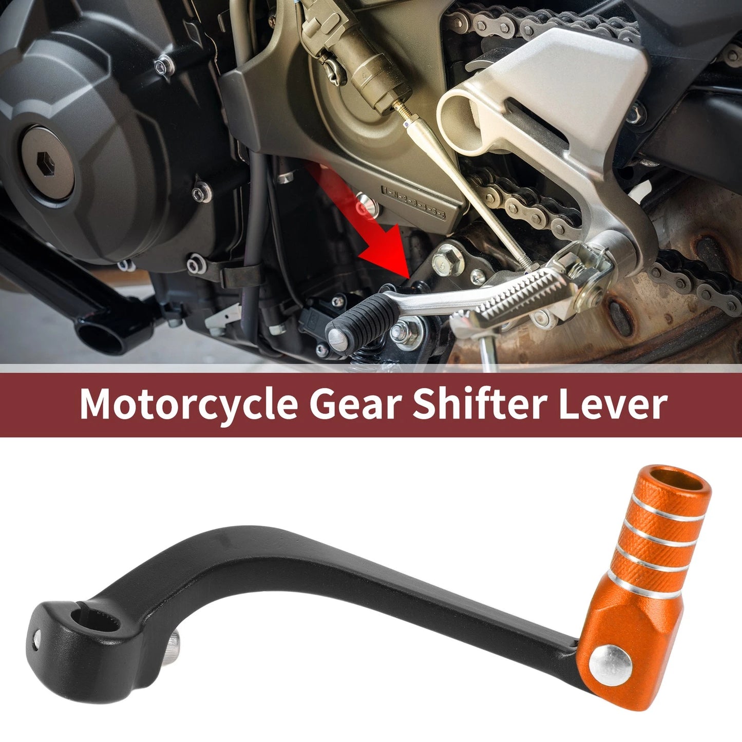 Folding Shifter Lever for Honda CRF110F (2013-2018) Black & Orange