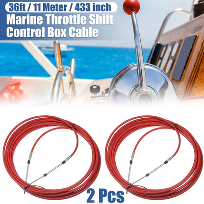 Cable 2 x 36ft Marine Type Shift Remote Control Box for Yamaha Red