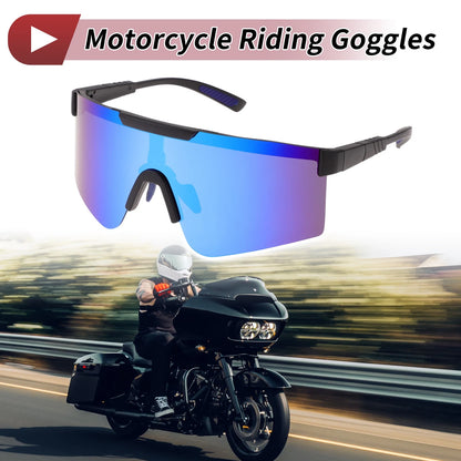 1Pc Motorcycle Riding Goggles Blue Lens Black Frame Tri-acetel Cellulose PC