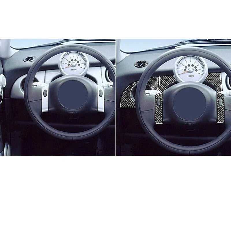 Carbon Fiber Dashboard Steering Wheel Cover Trim for Mini Cooper 2002-2004