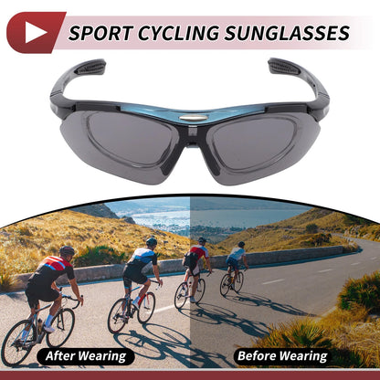 1 Set Motorcycle Riding Goggles Dark Gray Lens Blue Frame PC Cycling Sunglasses
