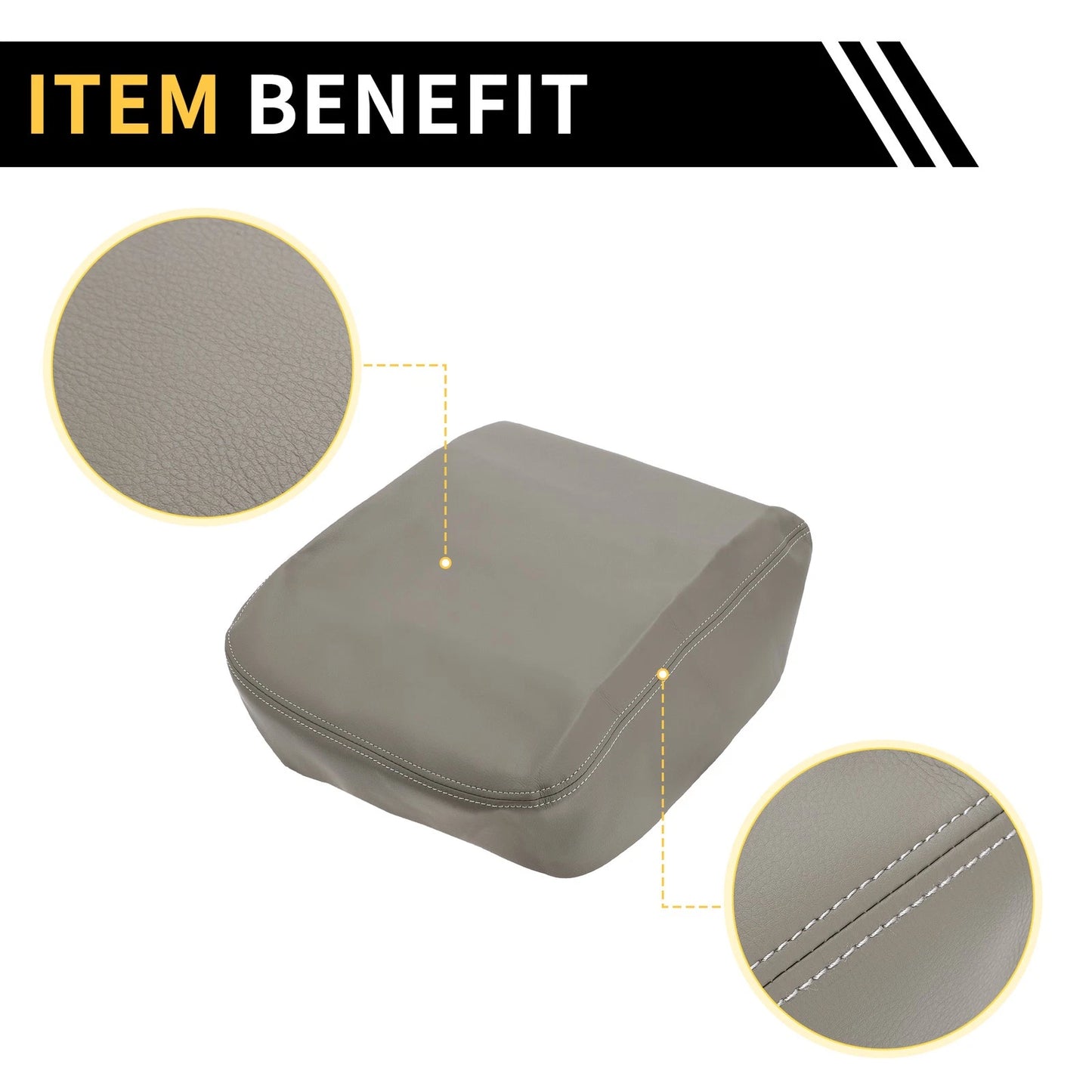 Center Console Cover for Dodge Ram 1500 Microfiber Leather Grey (2002-2008)